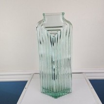 Art Deco Tall Vase Vidrios Recycled Glass Spain Clear Blue 12-1/2&quot; - £45.62 GBP