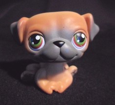 Littlest Pet Shop #1221 Sitting Brown PUG Puppy Dog Brown with Green Eyes - £4.63 GBP