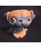 Littlest Pet Shop #1221 Sitting Brown PUG Puppy Dog Brown with Green Eyes - $109.51 MXN