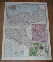 1908 Antique Map Of German Empire Prussia Silesia Posen Pomerania Poland Germany - £28.05 GBP