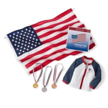 New American Girl Team USA Olympic Medal Ceremony Set~Jacket~Flag~Gold/Silver - £9.87 GBP