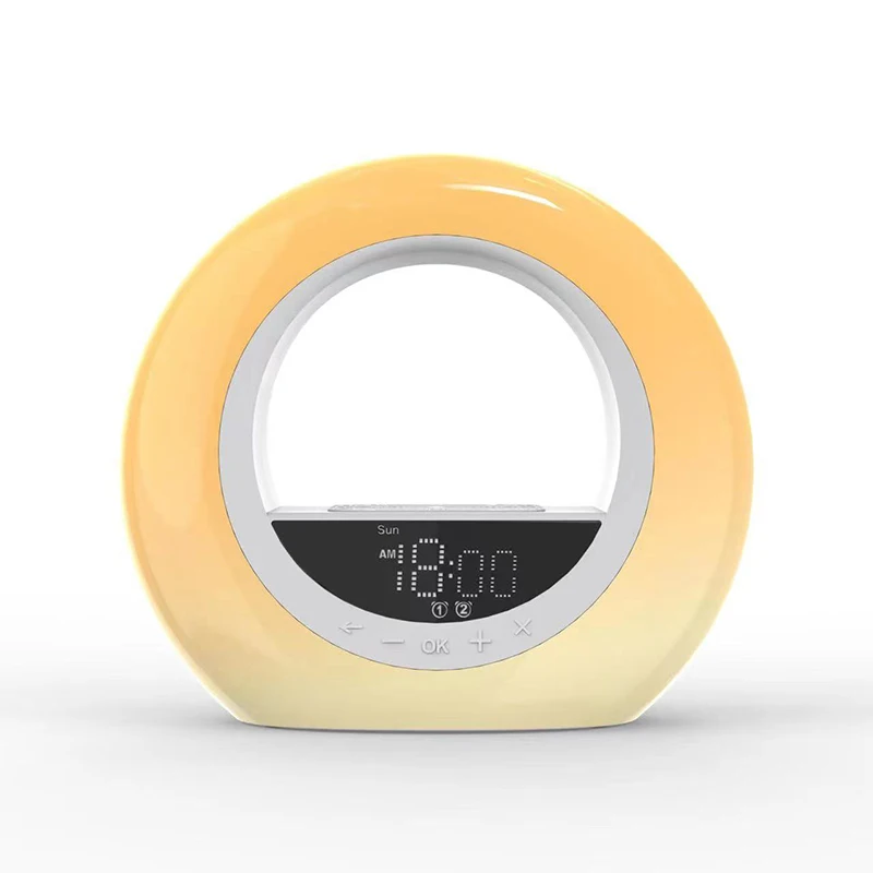 Reloj despertador con simulaciÃ³n de ABr/atardecer, Radio FM, luz nocturna, soni - $76.00