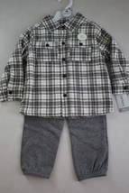 CARTER&#39;S Boy&#39;s 2 Piece Fleece Shirt Jacket &amp; Pants Set Outfit size 24M New  - £15.68 GBP