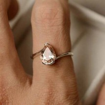 925 Sterling silver pink morganite Statement wedding engagement Ring Size 9.5 - £76.96 GBP