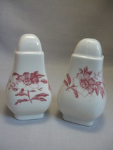  Ceramic Salt &amp; Pepper Shakers Off White Red Flowers &amp; Leaf Design - £7.86 GBP