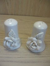 Rose &amp; Line Design Salt &amp; Pepper Shakers Bone White Color World Bazaars - £7.86 GBP