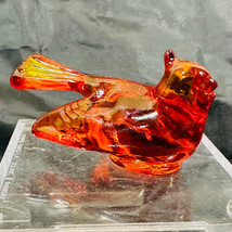 Marked Red Amberina Art Glass Cardinal With Nice Detail - £23.70 GBP