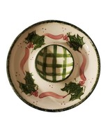 BERRY &amp; Holly Holiday Chip &amp; Dip Bowl Platter 12 Inch Christmas Plate Vt... - £34.15 GBP