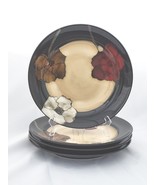 ♻️ Pfaltzgraff Painted Poppies Stoneware Floral Brown Tan 4-Dinner Plates - $1,300.65 MXN