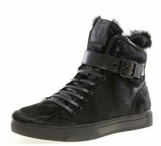 Men&#39;s J75 by Jump Sullivan Black Genuine Fur High Top Sneakers  - $150.00