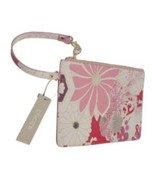 Chicos Clutch Wristlet Purse Bag Pink White Floral Zip Closure Makeup Po... - $16.82