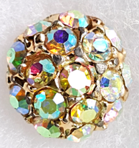 4 Vintage Rhinestone And Gold Tone Buttons Fabric Sewing Four #1 - £15.62 GBP