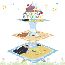 Cartoon Blue Dog Cupcake Stand 3 Tier Cardboard Cake Stand Dessert Tower Holder  - £14.84 GBP