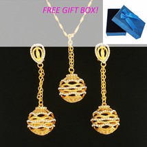 gold necklace set round ball long earrings sexy jewelry for women wedding gift y - £16.48 GBP