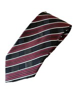 Villini Men&#39;s Tie 100% Silk Repp Necktie Designer Striped Black Red White - £15.56 GBP