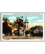 Postcard MA Massachusetts Great Barrington Library Parish Church 1930s - £3.93 GBP