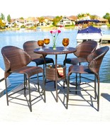 Unique Pub Table Set Patio Deck Outdoor Modern Wicker Barstools Bistro F... - £707.43 GBP