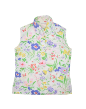 Vintage Floral Blouse Womens M White Sleeveless Top Shirt David Smith 1/... - £24.91 GBP