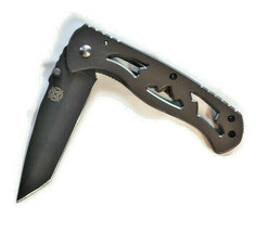 7&quot; Tactical Tanto Pocket Knife Hunting Camping Grey Oxide Stainless Blade - £20.77 GBP