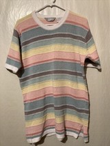Vintage Large BLAIR Pastel Pink Blue Yellow White Long Short Sleeve Knit Sweater - £13.29 GBP