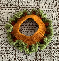 Handmade Crocheted Fall Autumn Harvest Decorative Scrunchie Dog Collar M... - $12.49