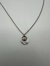 Vintage Silpada Sterling Silver Gold Hammered Pendant Necklace 16” - £28.12 GBP