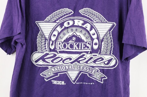 Vtg 90s Mens Large Distressed Spell Out Colorado Rockies Baseball T-Shirt USA Item image 4