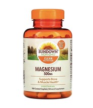 Sundown Magnesium Supplement 500mg NonGMO 180 Caplets 6month supply Exp Aug 2025 - $12.97