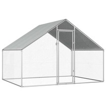 vidaXL Chicken Cage Silver frame + gray roof Galvanized steel, PE roof - $266.33