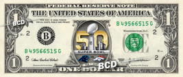 Super Bowl 50 - 2016 - Broncos vs Panthers Football Real NFL $1 U.S. Dollar Bill - $6.66