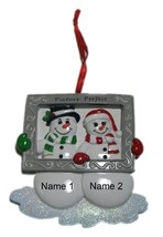 Snowman Couple Engaged Christmas Ornament Wedding Gift Favor Personalize Free - £7.95 GBP