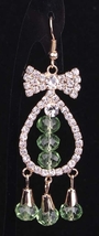NEW Green Brilliant Rhinestone  Crystal  Bow Beads Dangle Earrings - £3.98 GBP