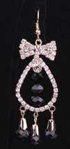 NEW!! Black Brilliant Rhinestone Crystal Bow  Beads Drop Dangle Earrings  - £3.98 GBP