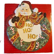 Fitz and Floyd Santa Wreath Christmas Canape Plate Hangable HoHoHo In Box VTG - £17.47 GBP