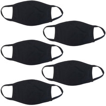 5 Pack Breathable Hanes Black Soft Cotton Reusable Protective Face Mask Cover - £9.29 GBP