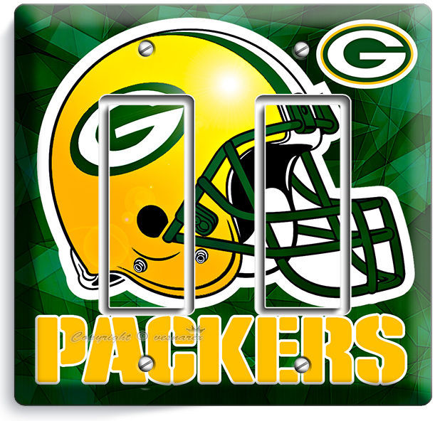GREEN BAY PACKERS FOOTBALL DOUBLE GFCI LIGHT SWITCH WALL PLATE BOYS ROOM GARAGE