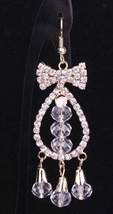 NEW Brilliant Clear Rhinestone Crystal Bow Drop Beads Dangle Earrings - £3.98 GBP