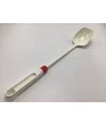 Pedrini Italy Serving Spoon Cooking Utensil Plastic White Red 15&quot; - £12.38 GBP