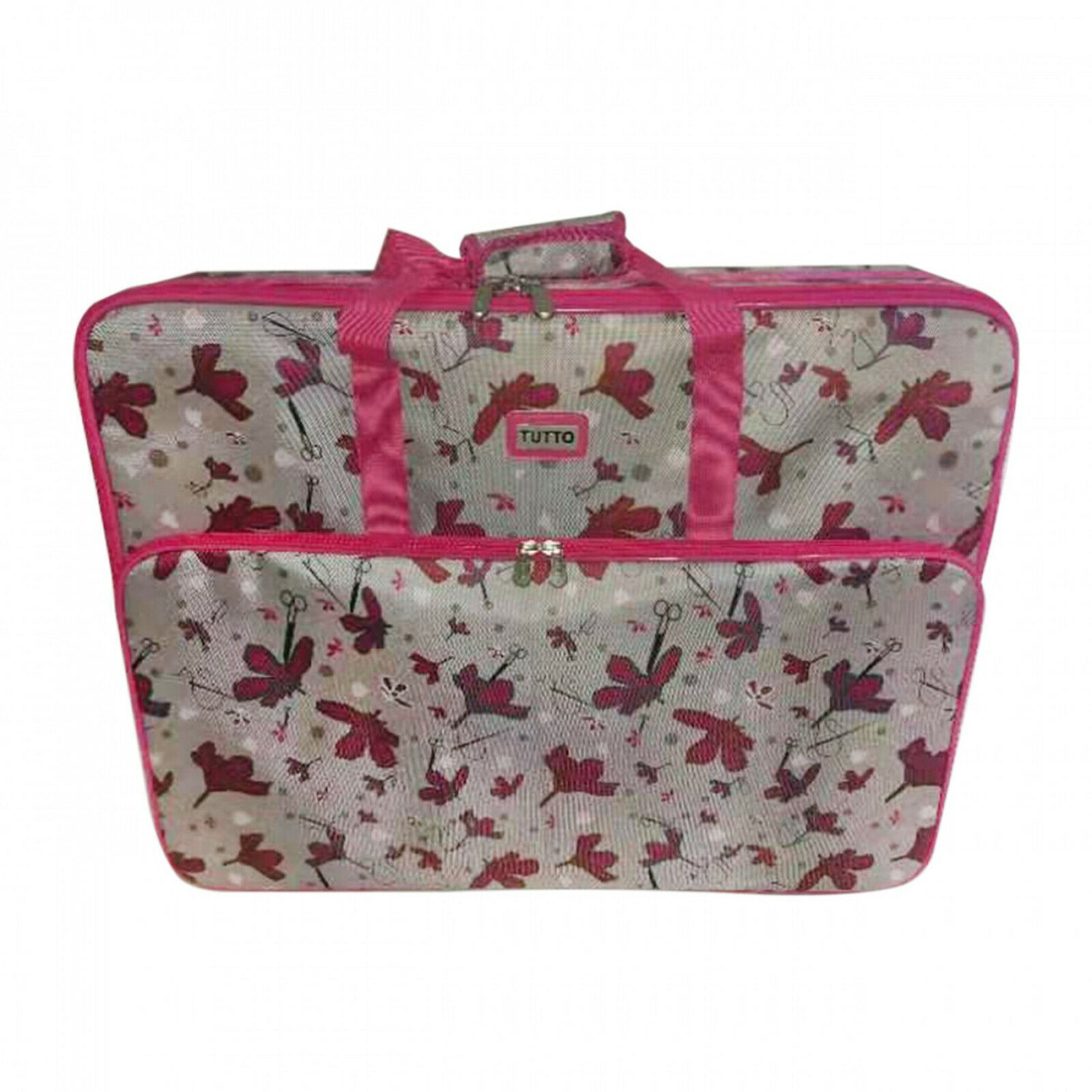 Tutto 1XL Embroidery Project Bag Rose Gray with Pink Daisies with Pink Trim - $225.86