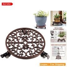 12-Inch Round Dark Brown Plant Caddy on Wheels – Perfect for Indoor/Outd... - $60.34