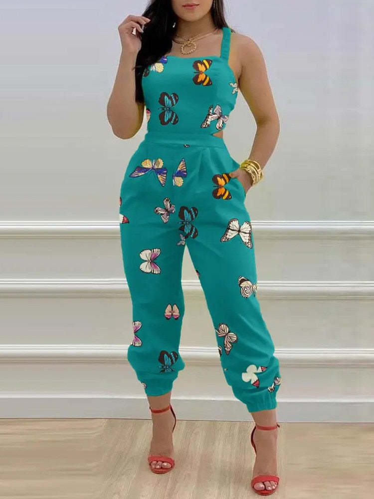 Criss Cross Tied Detail Backless Jumpsuit - $42.95