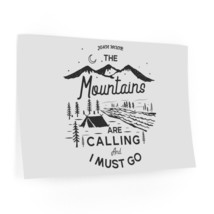 Black and White Mountain Range Wall Decal - &quot;The Mountains Are Calling&quot; - £25.44 GBP+