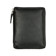 Kabana Men&#39;s Metal Zip-around Black Leather Wallet  - £43.17 GBP