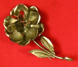 FLORAL PIN BROOCH - 2 3/4 inch Silver Tone VTG not signed - £7.90 GBP