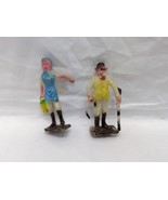 Vintage 1960s Plastic Toy Figure People Woman Bucket Man With Cane Shotg... - $15.83
