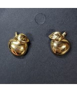 Vintage Monet Love Apple Teacher Earrings Gold Tone Textured Pierced Post - $553.85 MXN