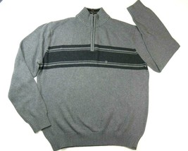 Eddie Bauer Gray 100% Cotton Ski Sweater Black Chest Stripe Mens X Large... - $50.99