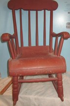 Antique VINTAGE  Carved Wooden  Child&#39;s Rocking Chair  ARM RESTS PAINTED - $144.00