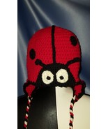 Ladybug Hat with Braided Tie Strings in Red (Child/Junior). - £15.75 GBP
