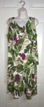 Susan Graver Sleeveless Tropical Floral Tiered Shift Dress V-Neck Size M... - $30.39